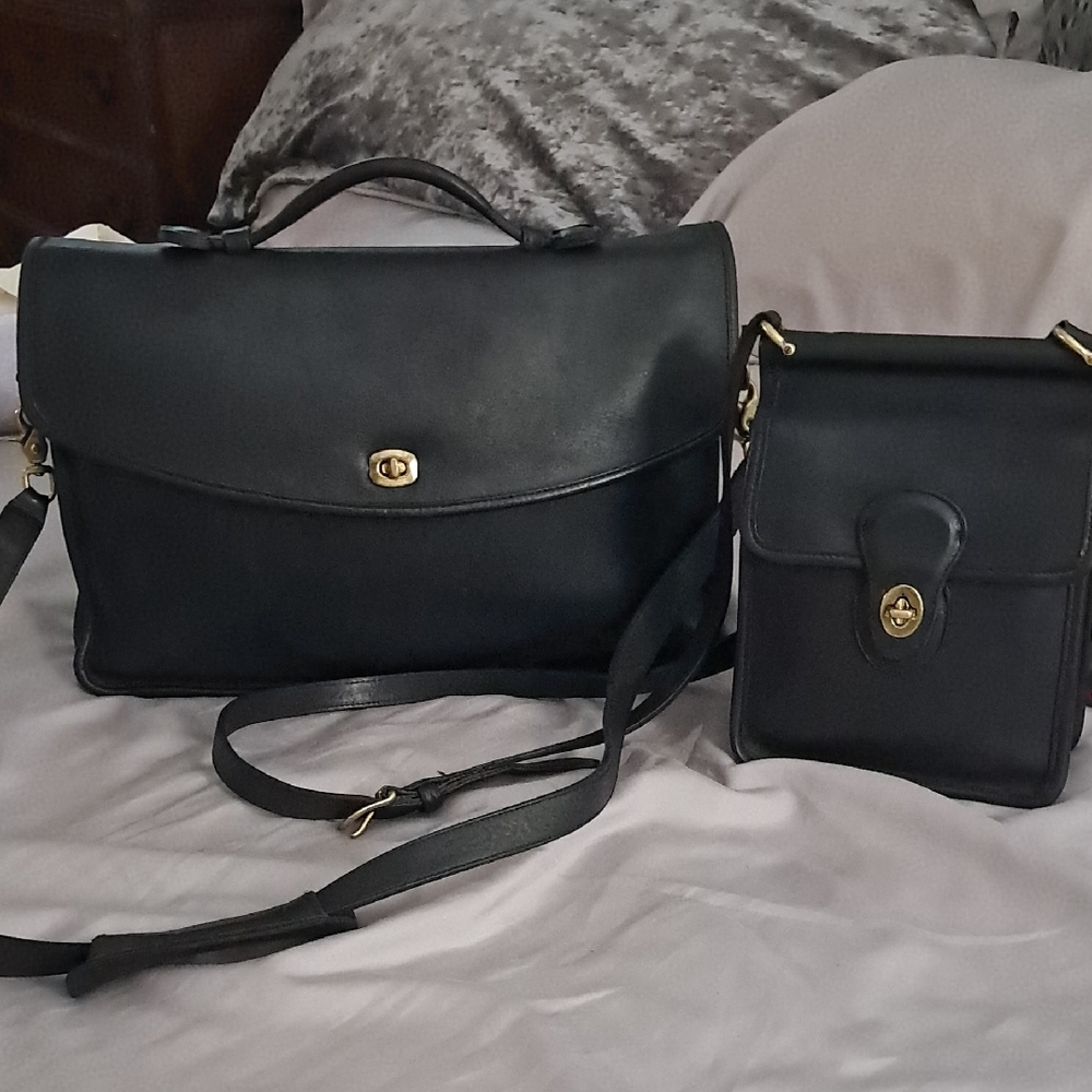 Coach Vintage Black Crossbody Purse & Briefcase.